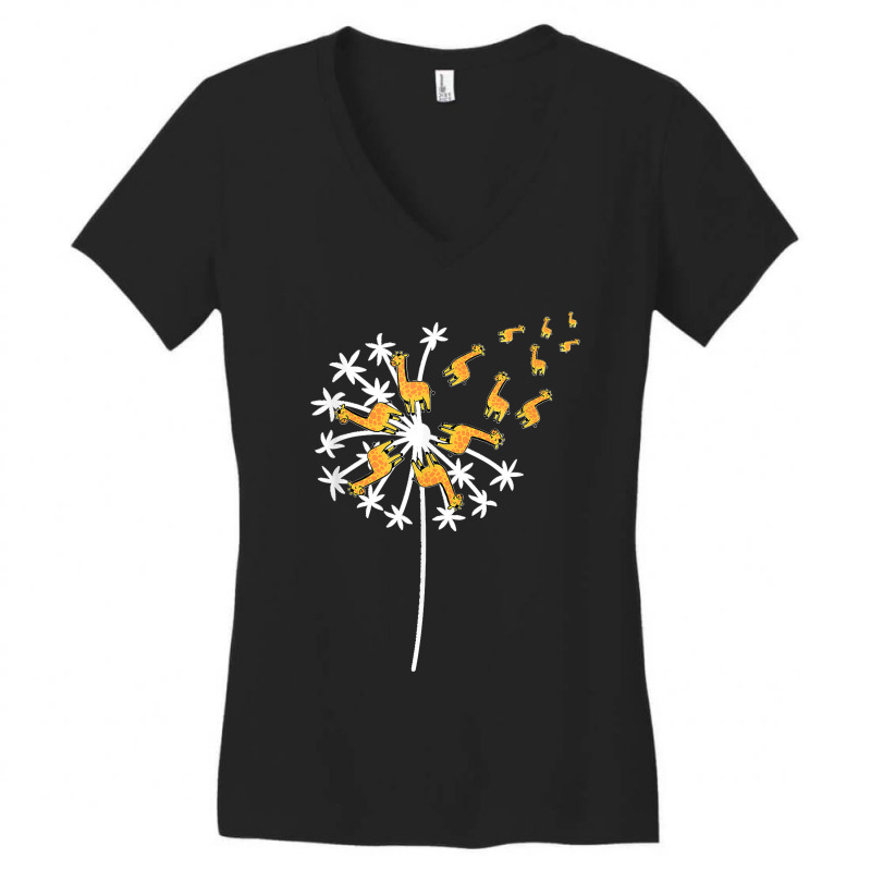 Dandelion Flying Giraffe Flower Wildlife Zookeeper Herbalist Women's V-Neck T-Shirt by StaceyLeeAnnHernandez | Artistshot