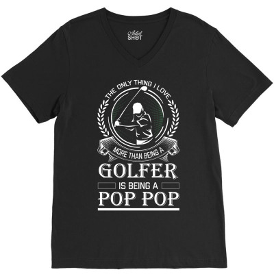 Golfer Pop Pop V-neck Tee Designed By Sabriacar