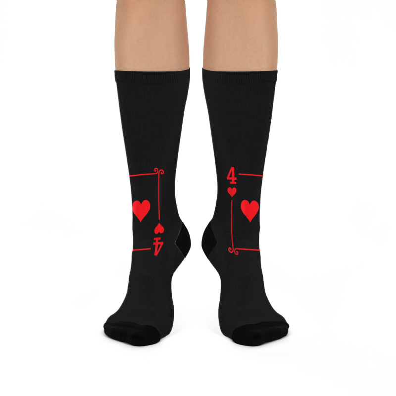 Playing Cards Matching Hearts Card Suits Four Card Crew Socks | Artistshot