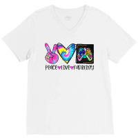 Tie Dye Peace Love Radiology Funny Radiologist Christmas V-neck Tee | Artistshot