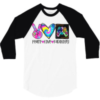 Tie Dye Peace Love Radiology Funny Radiologist Christmas 3/4 Sleeve Shirt | Artistshot