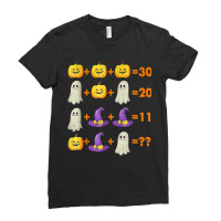 Math Equation Pumpkin Ghost Witch Bat Halloween Teacher Ladies Fitted T-shirt | Artistshot