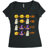 Math Equation Pumpkin Ghost Witch Bat Halloween Teacher Women's Triblend Scoop T-shirt | Artistshot