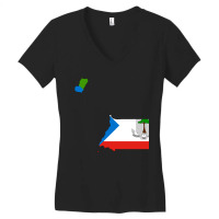 Flag Map Of Equatorial Guinea Women's V-neck T-shirt | Artistshot