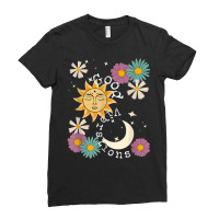 Cute Good Vibration Boho Sun Moon Flowers Energy Positive T Shirt Ladies Fitted T-shirt | Artistshot