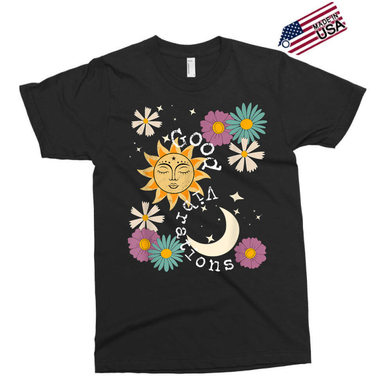 Cute Good Vibration Boho Sun Moon Flowers Energy Positive T Shirt Exclusive T-shirt by silviabzp | Artistshot