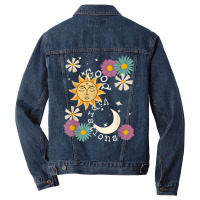 Cute Good Vibration Boho Sun Moon Flowers Energy Positive T Shirt Men Denim Jacket | Artistshot