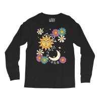 Cute Good Vibration Boho Sun Moon Flowers Energy Positive T Shirt Long Sleeve Shirts | Artistshot