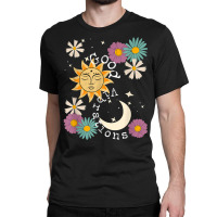 Cute Good Vibration Boho Sun Moon Flowers Energy Positive T Shirt Classic T-shirt | Artistshot