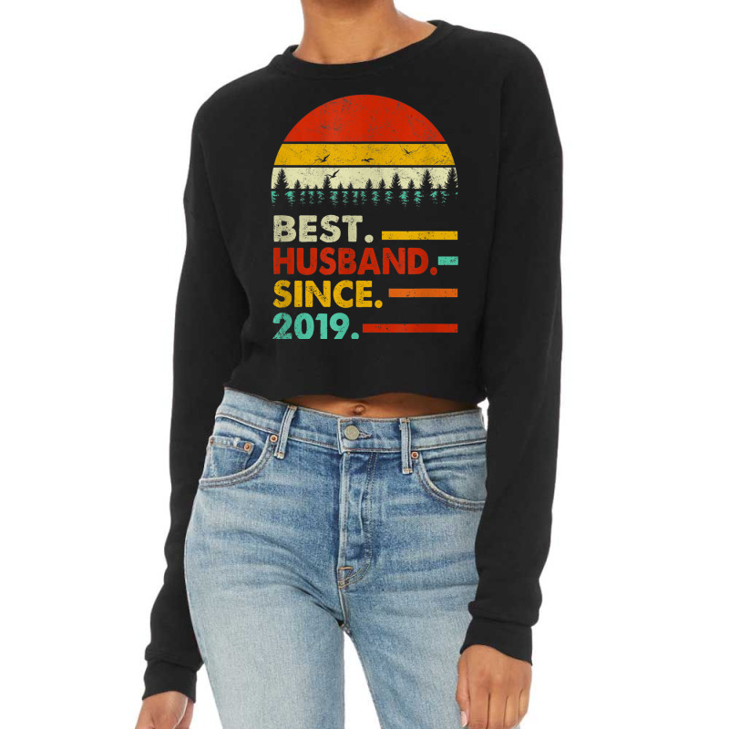 Mens 2 Year Wedding Anniversary Gift Him Best Husband Since 2019 Cropped Sweater | Artistshot