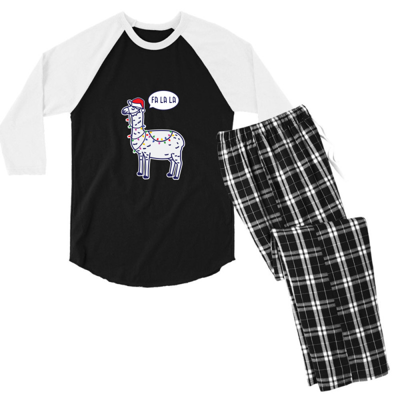 Funny Fa La Christmas Llama With Santa Hat 1 Men's 3/4 Sleeve Pajama Set | Artistshot