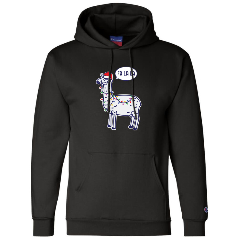 Funny Fa La Christmas Llama With Santa Hat 1 Champion Hoodie | Artistshot