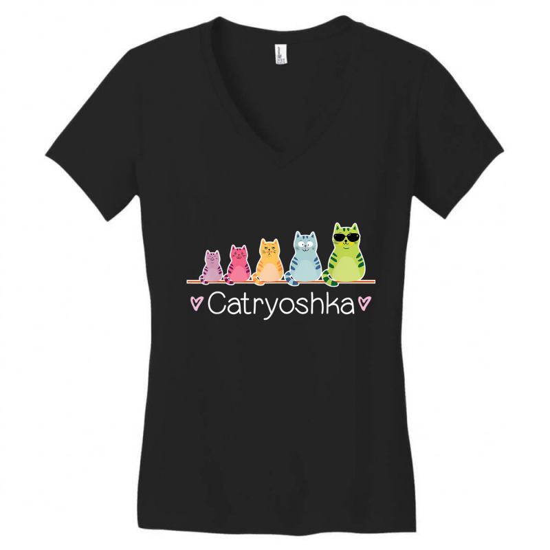 Catryoshka Cute Cats Matryoshka Russian Nesting Doll Women's V-Neck T-Shirt by BrandonGarretLeblanc | Artistshot