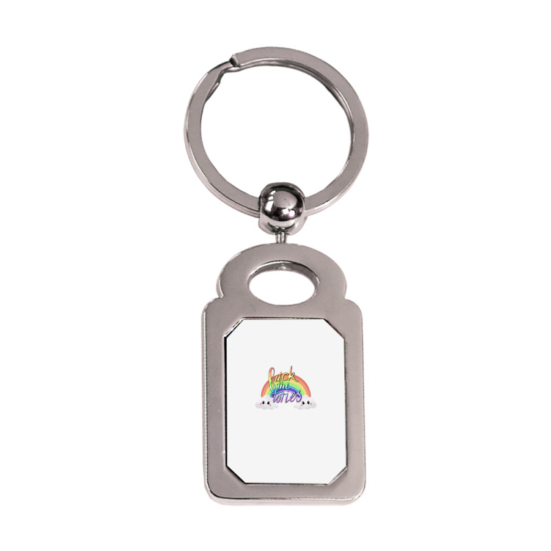 Fuck The Tories - Rainbow Silver Rectangle Keychain | Artistshot