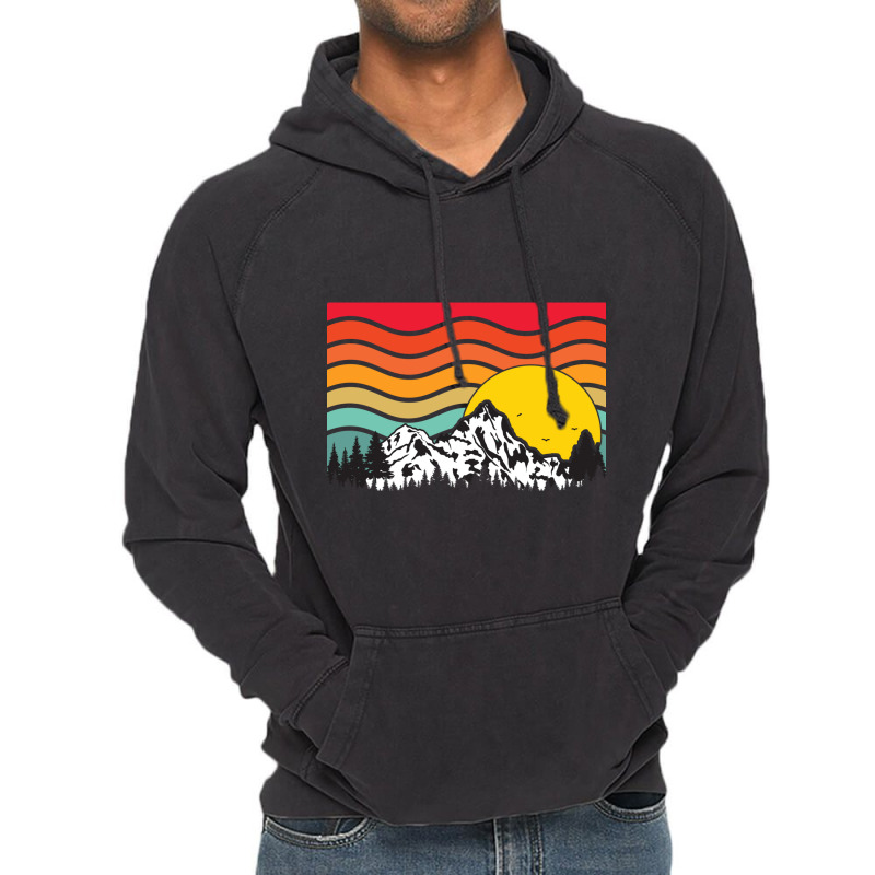 Wavy Retro Mountain Sunrise Vintage Hoodie | Artistshot