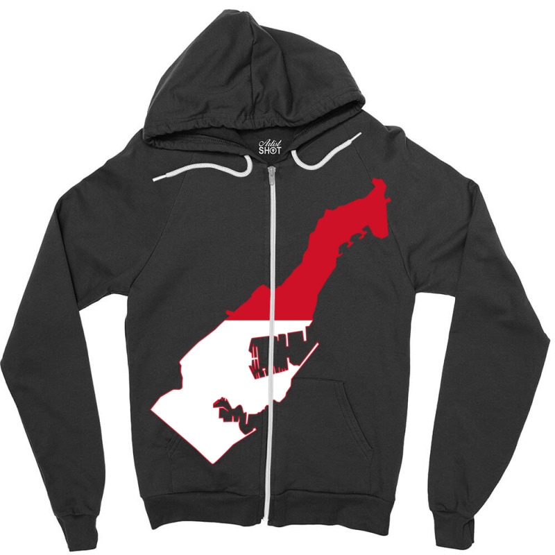 Flag Map Of Monaco Zipper Hoodie | Artistshot