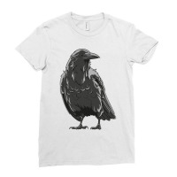 Crow Illustration Ladies Fitted T-shirt | Artistshot