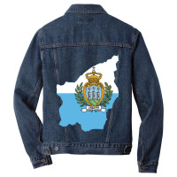 Flag Map Of San Marino Men Denim Jacket | Artistshot