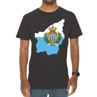 Flag Map Of San Marino Vintage T-shirt | Artistshot