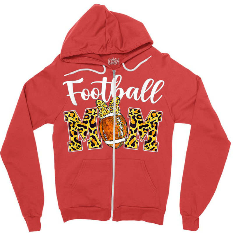 Leopard Football Mom Mother's Day Mom Football Lovers Zipper Hoodie | Artistshot