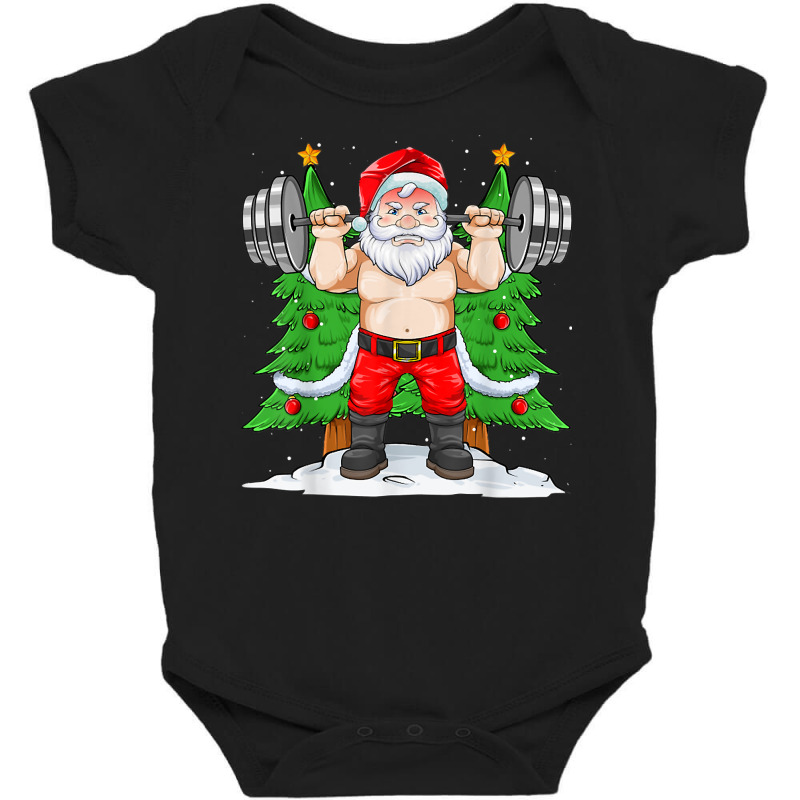 Santa Weightlifting Christmas Fitness Gym Squatting Xmas Men T Shirt Baby Bodysuit by montistd | Artistshot