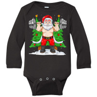 Santa Weightlifting Christmas Fitness Gym Squatting Xmas Men T Shirt Long Sleeve Baby Bodysuit | Artistshot