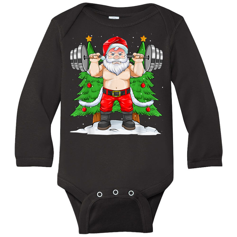 Santa Weightlifting Christmas Fitness Gym Squatting Xmas Men T Shirt Long Sleeve Baby Bodysuit by montistd | Artistshot