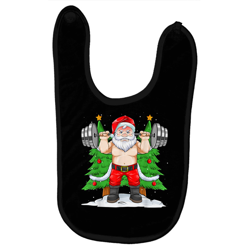 Santa Weightlifting Christmas Fitness Gym Squatting Xmas Men T Shirt Baby Bibs by montistd | Artistshot