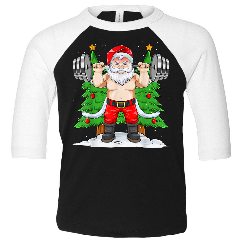 Santa Weightlifting Christmas Fitness Gym Squatting Xmas Men T Shirt Toddler 3/4 Sleeve Tee by montistd | Artistshot