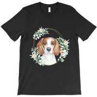 Beagle Dog Portrait Beagle Dog In A Floral Christmas T-shirt | Artistshot