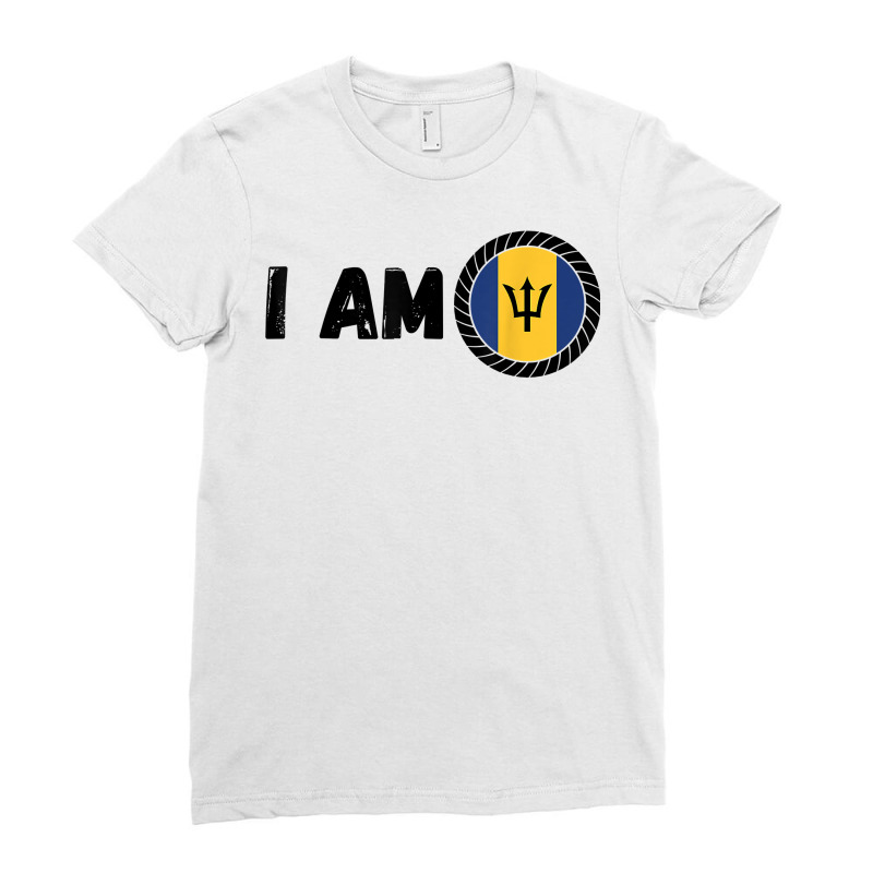 Half Barbadian & American Dna Heritage Usa And Barbados Flag T Shirt Ladies Fitted T-Shirt by castuvtruc | Artistshot