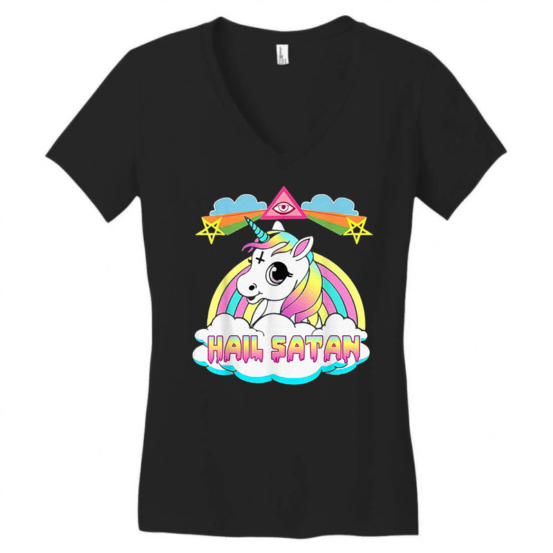 Custom Hail Satan Unicorn Women's V 