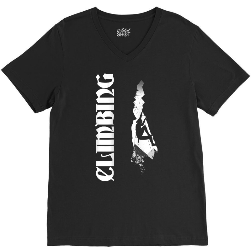 Climbing Silhouette Bouldering Mountaineering T Shirt V-neck Tee | Artistshot