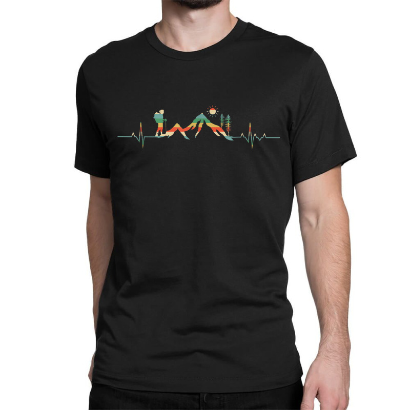 Hiking Mountains Alps Ecg Heartbeat Outdoor Bouldering Hiker Classic T-shirt | Artistshot