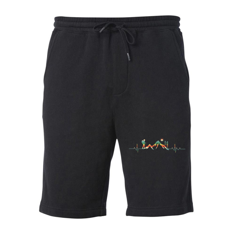 Hiking Mountains Alps Ecg Heartbeat Outdoor Bouldering Hiker Fleece Short | Artistshot