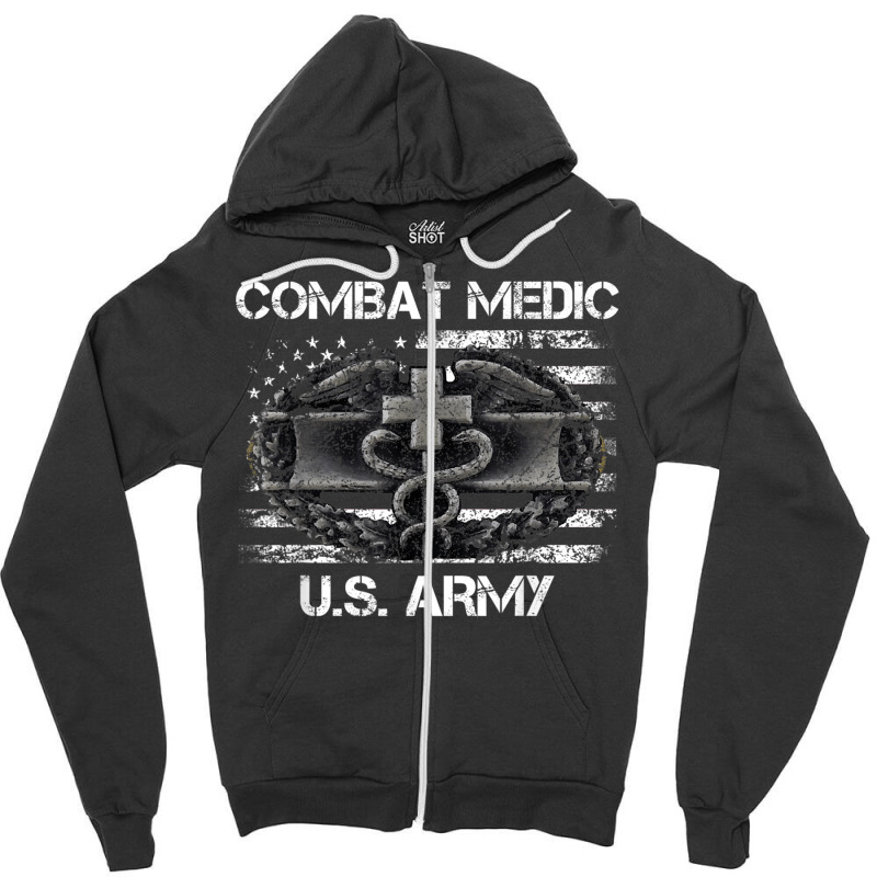 Vintage Army Combat Medic Veteran Gift For Us Army Veteran Zipper Hoodie by FionaMciver | Artistshot