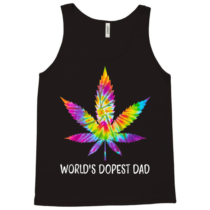 Hippie Tie Dye 420 Worlds Dopest Dad Funny Marijuana Leaf Tank Top | Artistshot