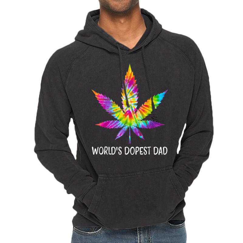 Hippie Tie Dye 420 Worlds Dopest Dad Funny Marijuana Leaf Vintage Hoodie | Artistshot