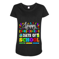 Happy 100 Days Of School 100th Math Equation Teacher Kids Maternity Scoop Neck T-shirt | Artistshot