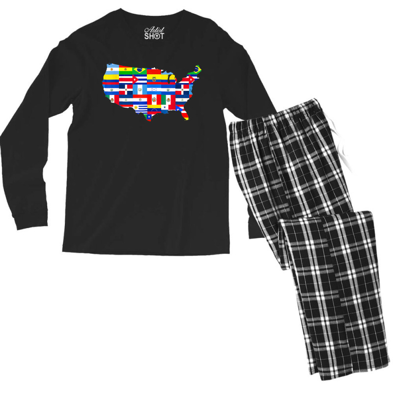 Hispanic Heritage Month American Latino Flags Hispanic Men's Long Sleeve Pajama Set | Artistshot