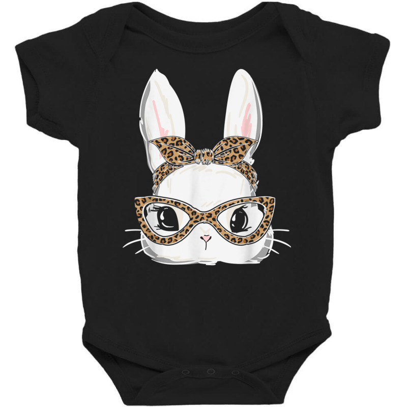 Bunny Face Leopard Glasses Headband Happy Easter Day Women T Shirt Baby Bodysuit by hin | Artistshot