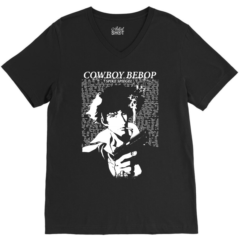 Cowboy Bebop Smoking Spike Spiegel Black And White Portrait Black T-Shirt