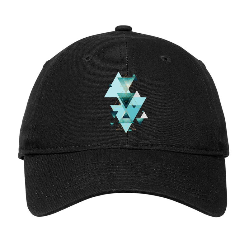 Geometric Triangle Compilation In Teal Adjustable Cap | Artistshot