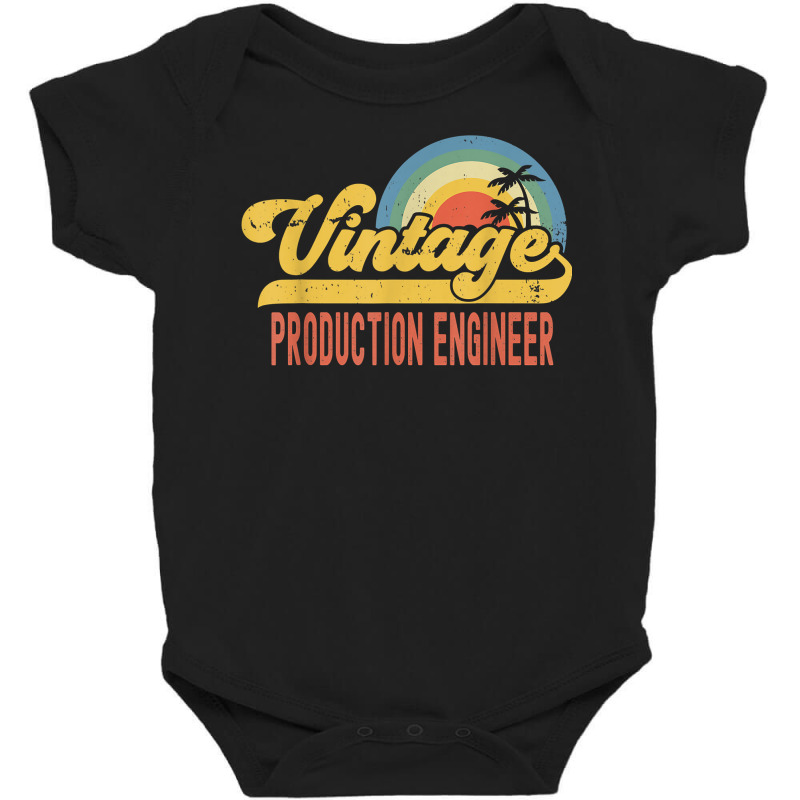 Production Engineer Vintage Sunset Profession Retro Job T Shirt Baby Bodysuit | Artistshot