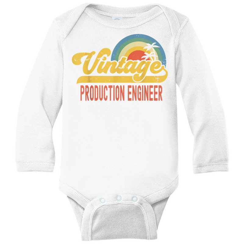 Production Engineer Vintage Sunset Profession Retro Job T Shirt Long Sleeve Baby Bodysuit | Artistshot