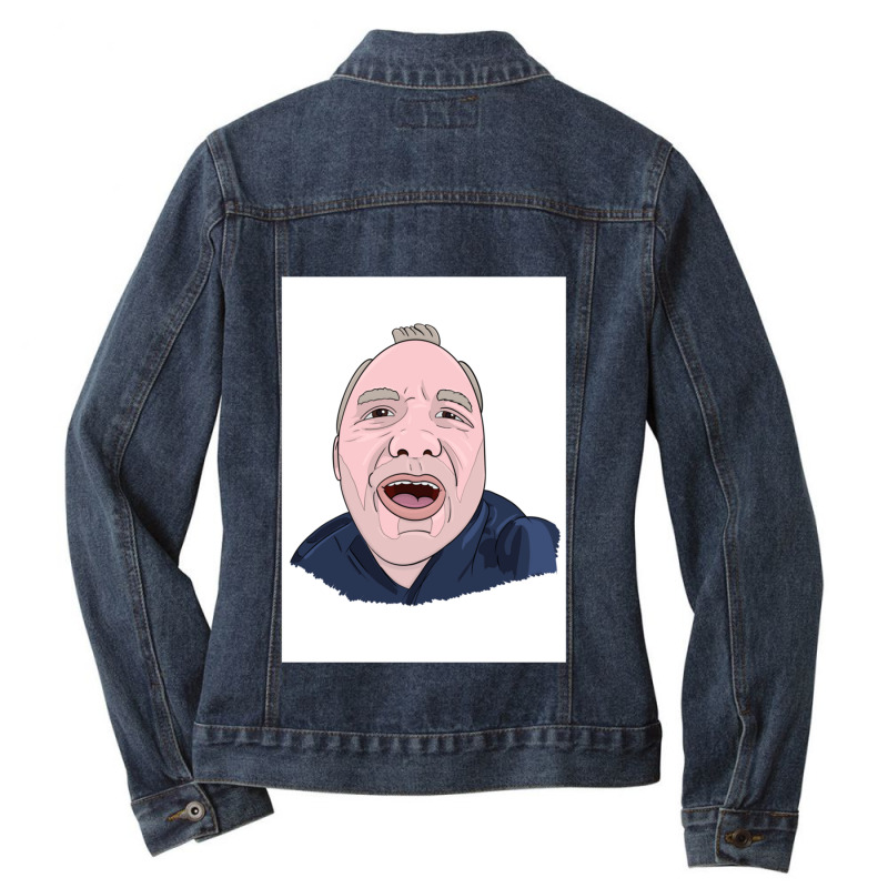 Bob Mortimer’s Train Guy Ladies Denim Jacket by JONAHANDERSON | Artistshot