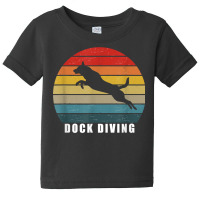 Retro Dock Diving Dog Jumping Swimming Canine Water Sports T Shirt Baby Tee | Artistshot