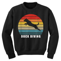 Retro Dock Diving Dog Jumping Swimming Canine Water Sports T Shirt Youth Sweatshirt | Artistshot