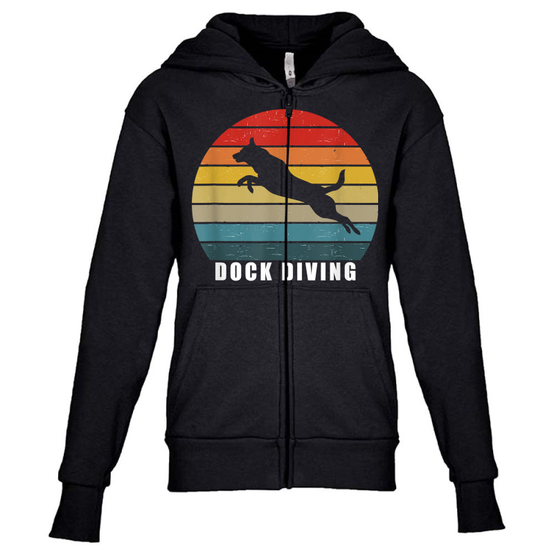 Retro Dock Diving Dog Jumping Swimming Canine Water Sports T Shirt Youth Zipper Hoodie by vivianadubcy | Artistshot