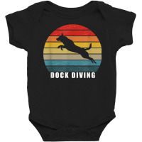 Retro Dock Diving Dog Jumping Swimming Canine Water Sports T Shirt Baby Bodysuit | Artistshot